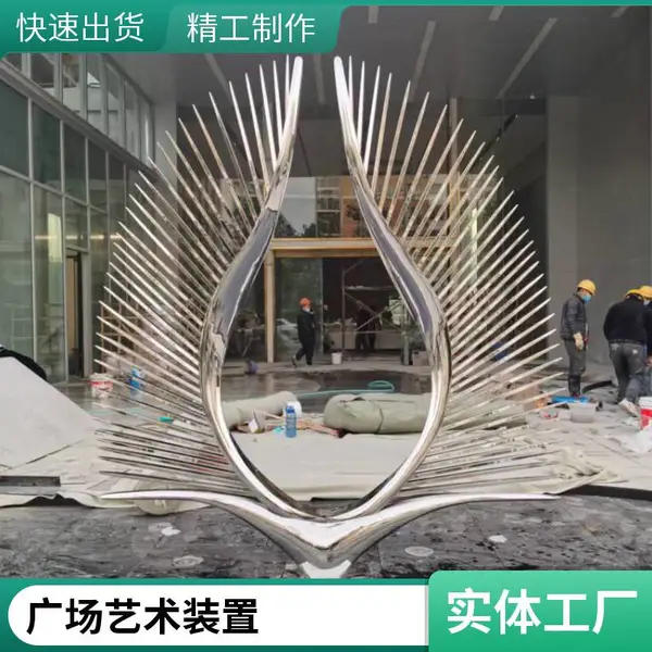 不锈钢镜面鱼群雕塑厂家抽象鱼群大型广场水景小品装饰摆件鱼