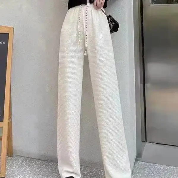 河北唐山古冶条纹休闲阔腿裤夏季服装货源女装休闲裤货源