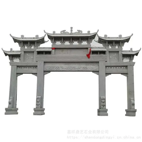 定做村口大理石门楼牌坊 家族祠堂大门式牌坊 村庄寨门对联