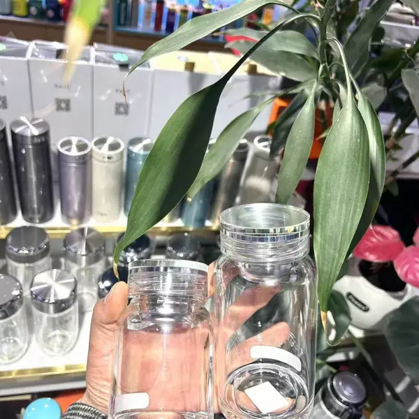 西安单层绿茶玻璃杯/随手玻璃瓶 剔透杯盖茶杯