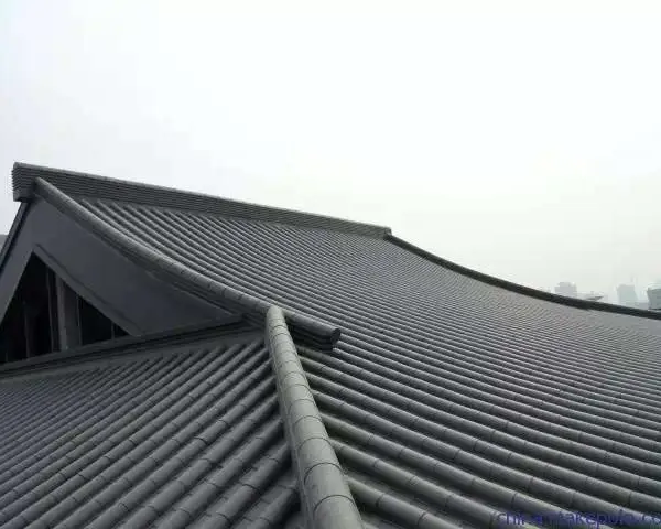 福建厂家古建筑商业街道黑色磨砂彩钢仿古琉璃瓦768型 质保30年