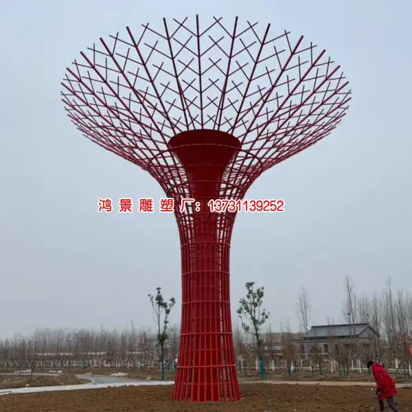 广场大型花瓶不锈钢雕塑 景观镂空不锈钢大树雕塑