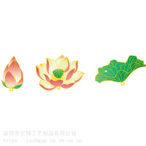 荷花书签定做 礼品套装书签 渐变色金属书签定制