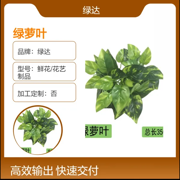 招牌门头装饰仿真花艺制品绿萝叶/白边地瓜叶壁挂内饰配饰花草