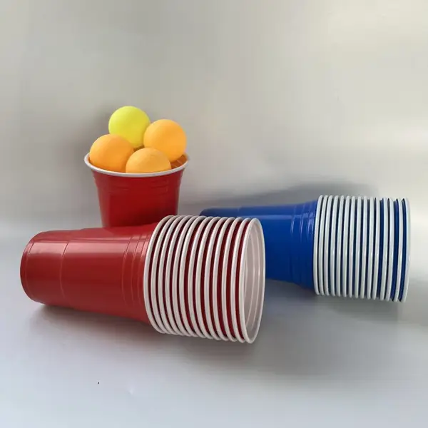 美式派对Beerpong双色杯 食品级一次性塑料杯 出口聚会游戏杯可印刷