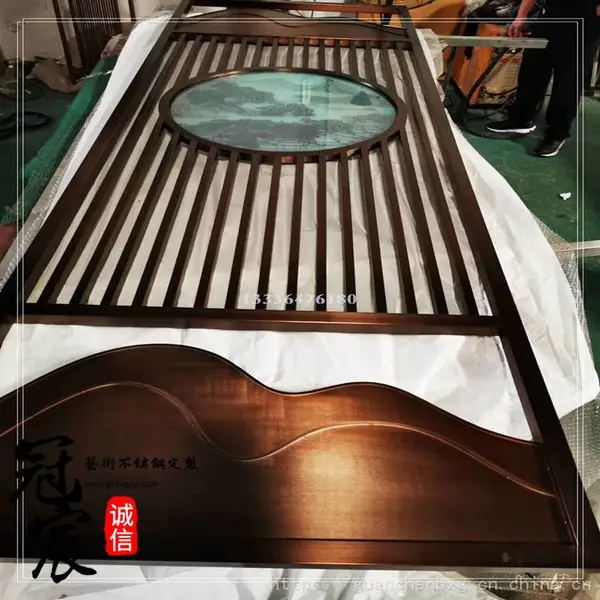电镀6米不锈钢屏风 酒店不锈钢镂空花格 彩色不锈钢管材不断开