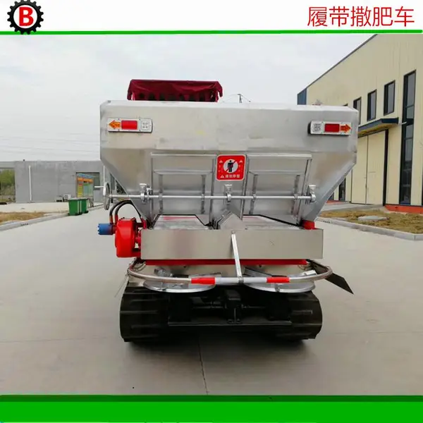 全地形农家肥抛撒机 履带式稻田撒粪车 大棚可用履带自走式撒肥车