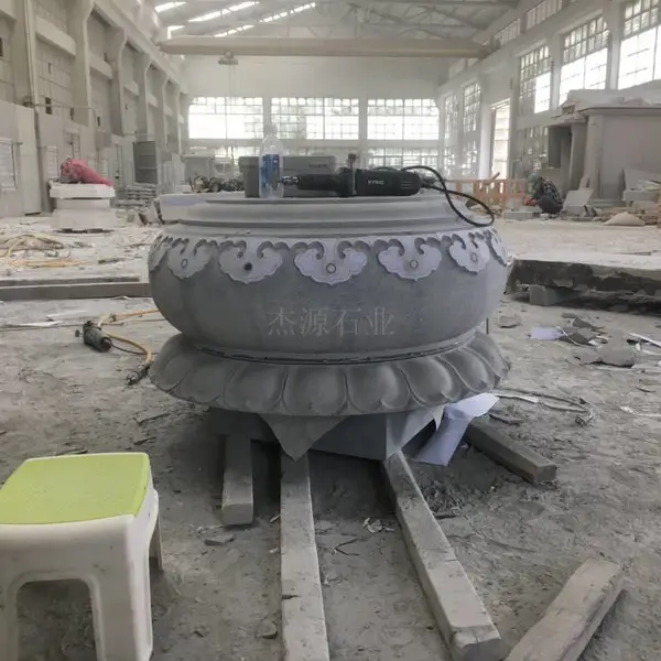 惠安石雕、寺院圆形柱座、石雕花岗岩石头柱墩、寺庙莲花造型柱座石雕