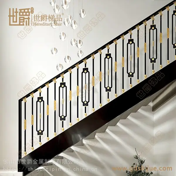 【世爵 时光系列】新中式轻奢楼梯立柱 中式别墅铝艺楼梯扶手