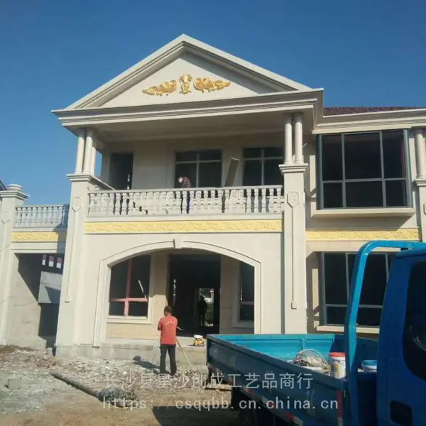 湖南长沙别墅外墙干挂石材,别墅罗马柱,别墅窗套线