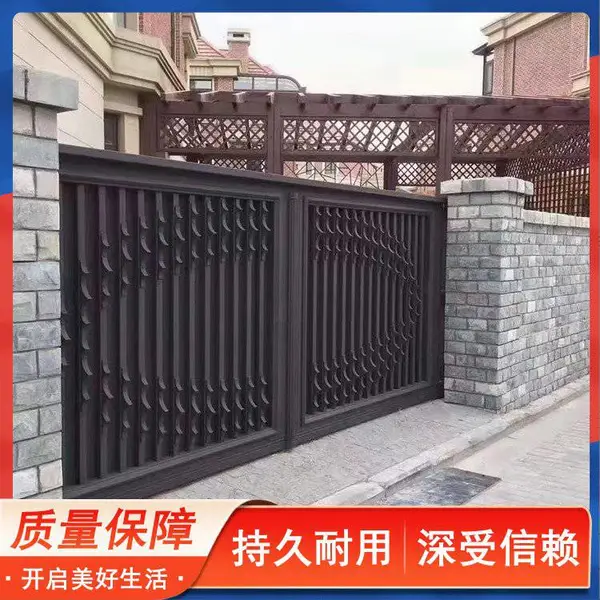 庭院铝艺大门 平开样式 现代风格 浩亿金属 简约美观