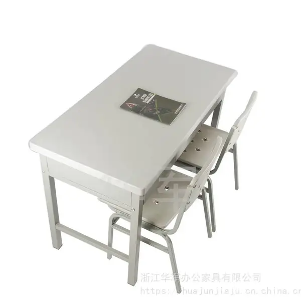 制式学习桌 简约办公桌 灰白色两斗桌 三斗桌