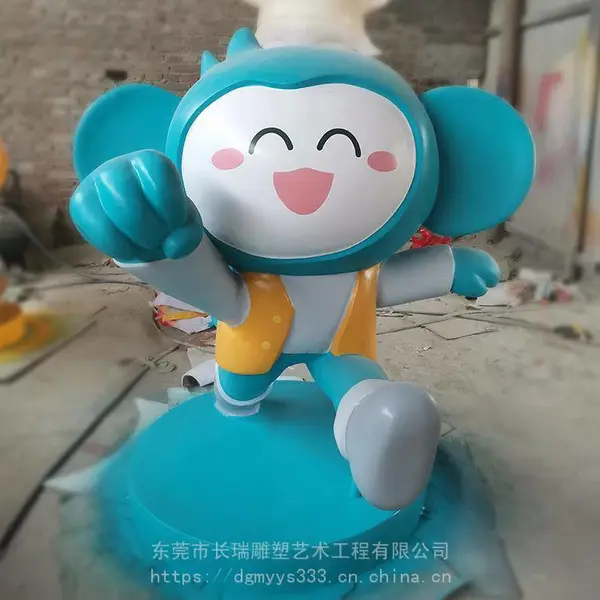 供应公司企业品牌形象卡通娃娃公仔玻璃钢大象玩偶模型定做工厂