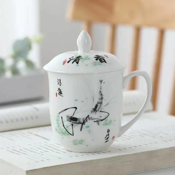 景德镇大号简约宾馆用陶瓷茶杯杯具套装 陶瓷杯 定做礼品杯 陶瓷杯厂家