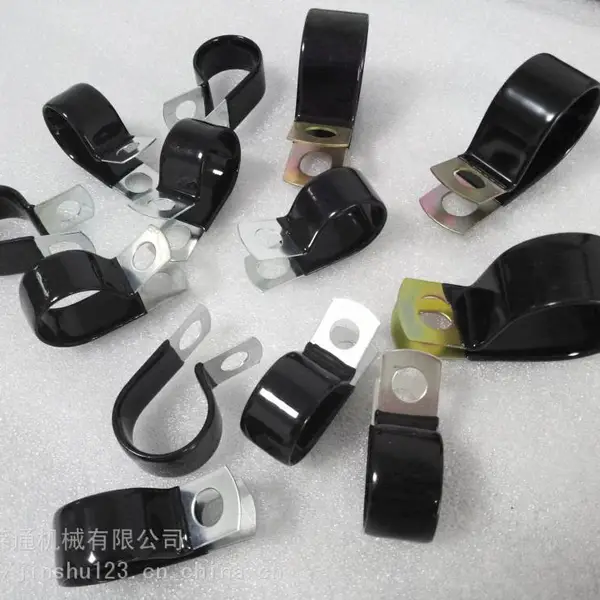 供应正阳县福莱通品牌R型铁皮包胶线夹 22mm汽车线束卡子