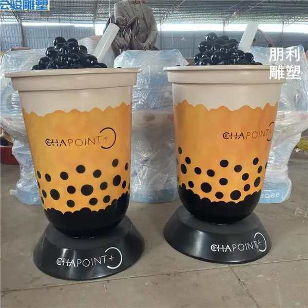 定制装饰景观奶茶杯雕塑生产商 景观杯子雕塑造型 现代奶茶杯雕塑生产