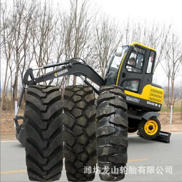 轮式挖机农用车7.50-16人字胎加密轮胎钩机三轮车750-16倒钩花纹