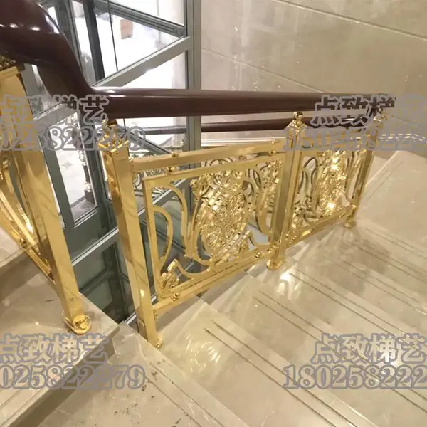 厂家直供铝合金楼梯护栏实木护栏轻奢楼梯柱定制