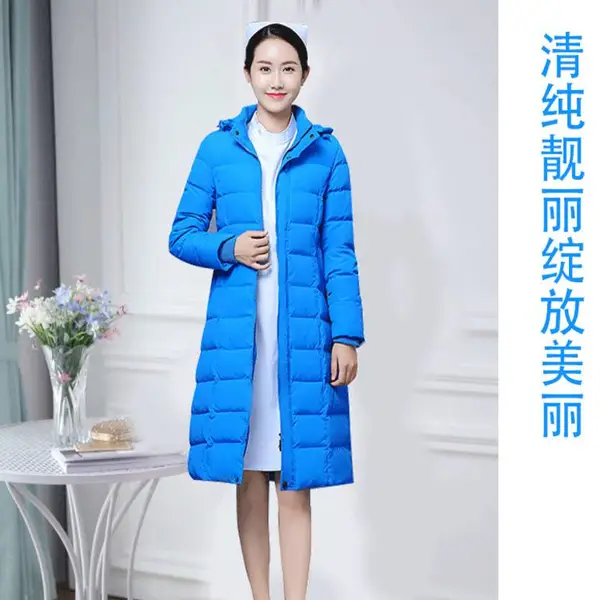 羽绒护士服 冬装长袖医护工作服 医院前台女款冬季长款工作服