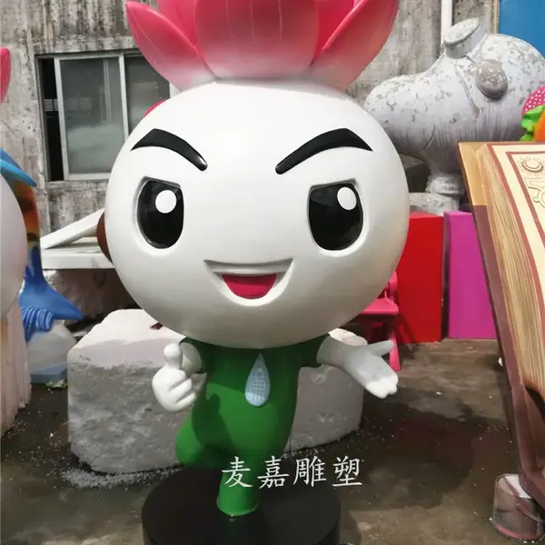 廉政主题荷花田园主题公园园林景观IP形象吉祥物玻璃钢卡通荷花雕塑摆件