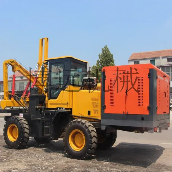 盘山公路四轮打桩机 护栏打桩机 县级公路护栏打桩机