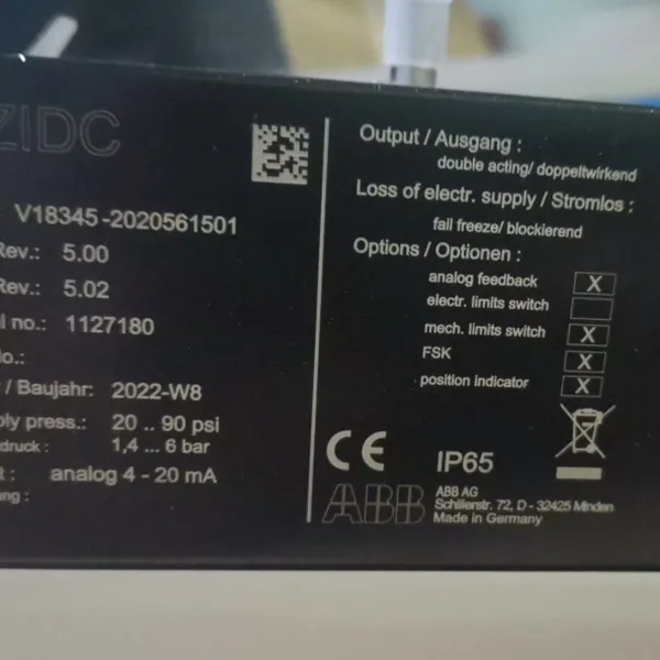 优势供应ABB Automation 阀门定位器 V18345.20.2.0.5