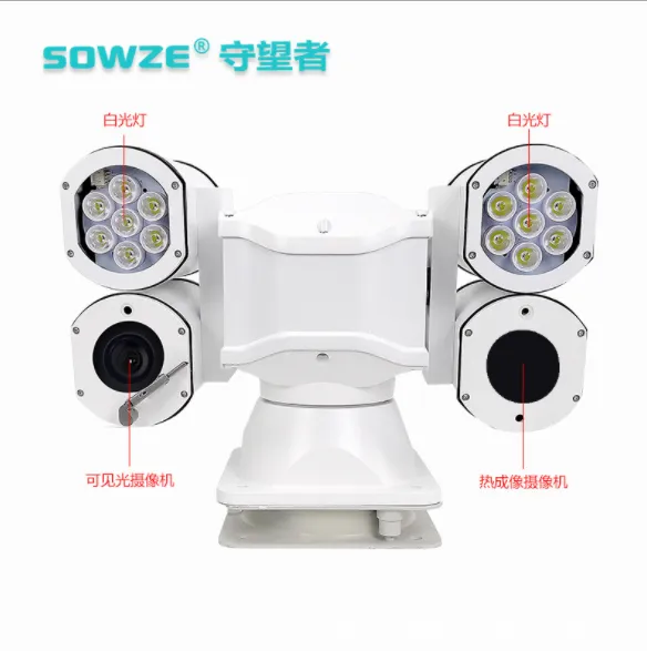 守望者车载可见光+热成像+白光灯 4筒网络高清云台摄像机 巡检机器人用云台