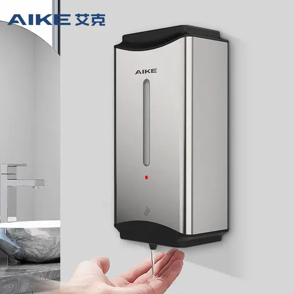 艾克不锈钢皂液器学校工厂壁挂式自动洗手机滴液皂液器AK1206