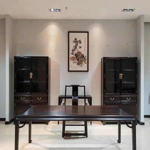 办公家具选华夏名琢品牌 紫光檀红木家具自然光泽 鲜艳无比