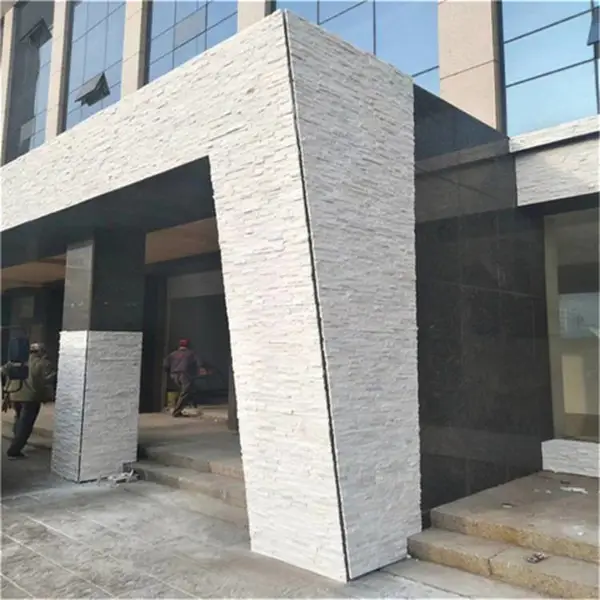 莱 州白五条文化石,五条成品文化石,景区门楼立面,层次自然丰富