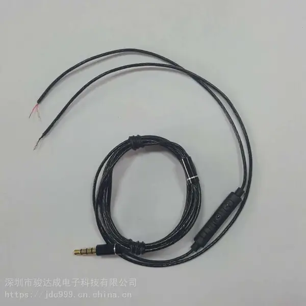 PVC黑色扭纹螺纹耳机线-金属头、线档+三按键线控唛