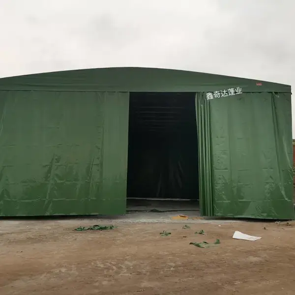 篷布 刀刮布 仓库移动推拉雨蓬 伸缩遮阳棚定制安装