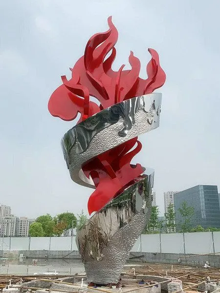 塑景雕塑制作不锈钢火炬雕塑 城市雕塑市政工程