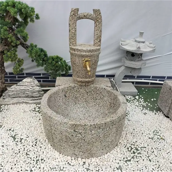 供应庭院石雕花岗岩拖把池洗手盆石头户外水槽