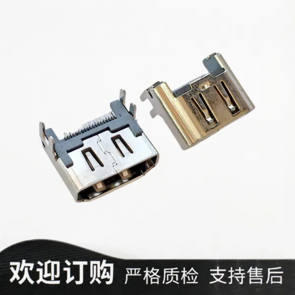 HDMI A Type 19P 母座 反向DIP+SMT 后四脚插板 L=12.30 板高 5.55