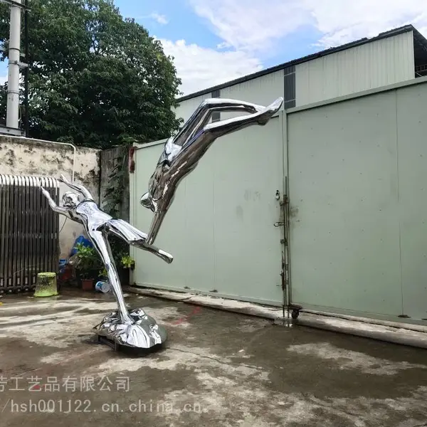 户外公园绿地广场景观摆件金属亮光不锈钢体育人物雕塑