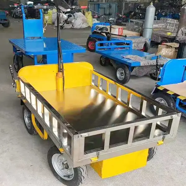 骑行平板车周转车 多功能运输平板车 定制大棚温室果园电动搬运车