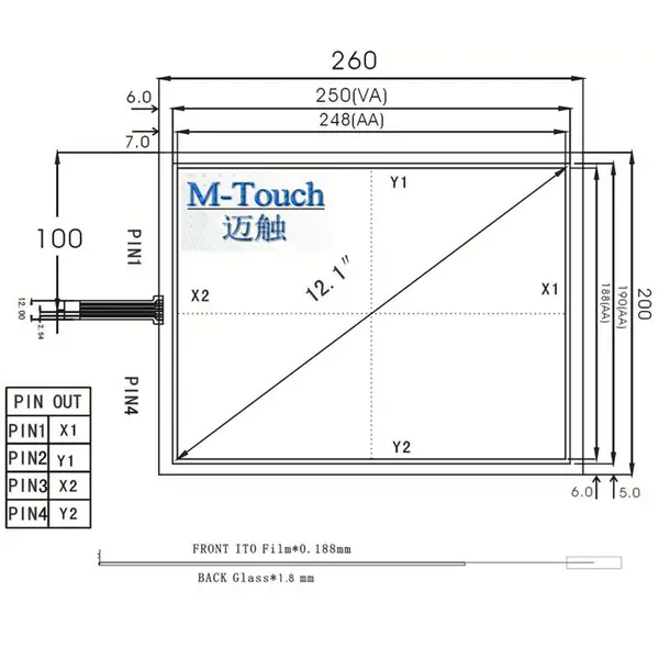【订制产品】嵌入式12.1寸四线电阻屏 4:3工业电脑触摸屏内置控制卡USB接口