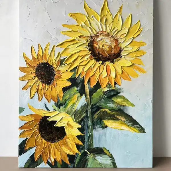 艺巢画业纯手绘抽象肌理油画 软装样板房酒店工程挂画定制