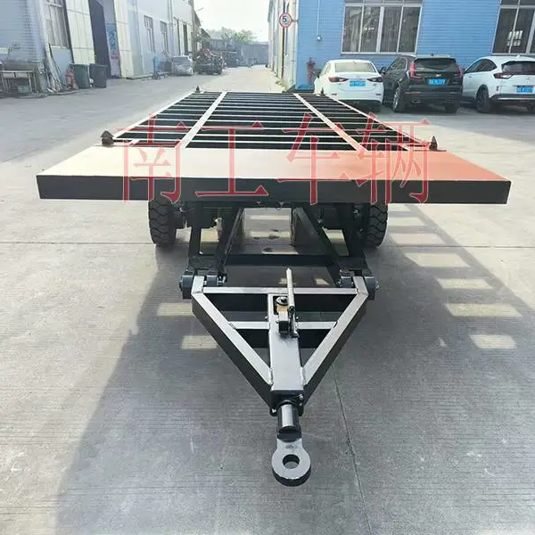 12吨骨架式平板拖车 带角锁刹车全挂车
