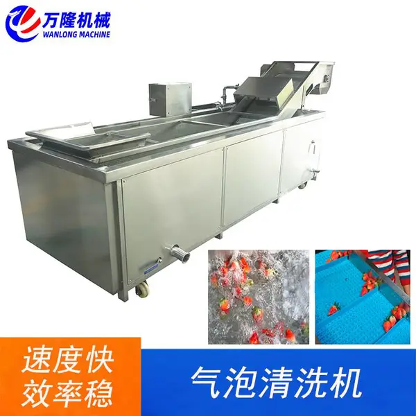 连续式洗果机 不锈钢农产品加工设备 大产量新鲜蔬菜清洗生产线
